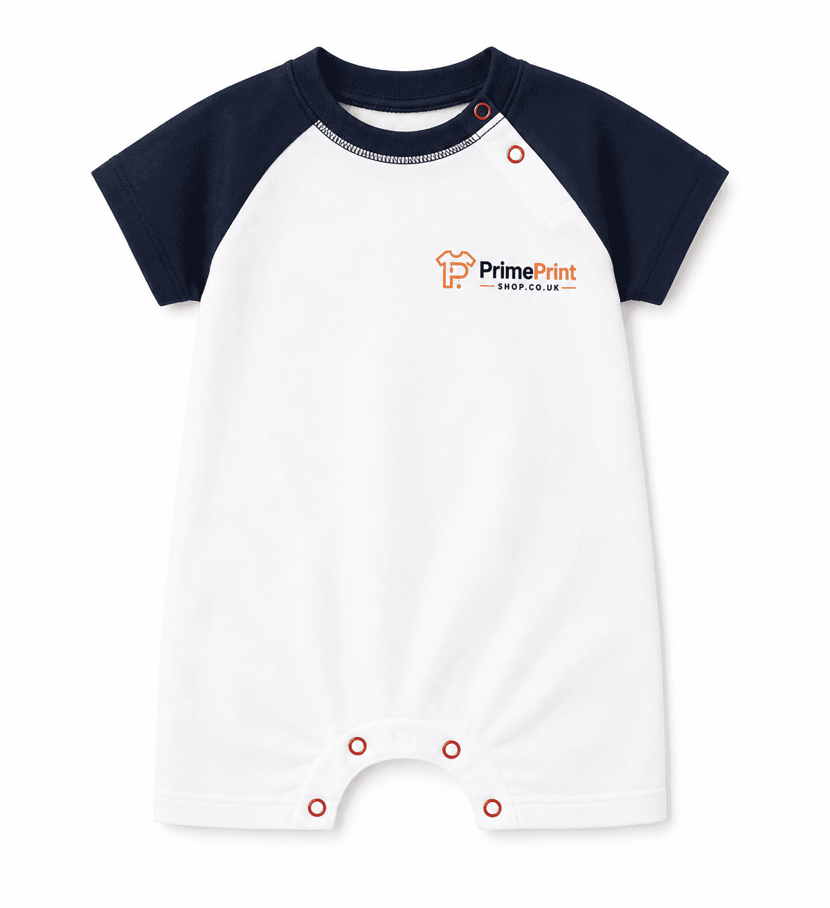 BabyBugz Baby Baseball Playsuit — UK custom print, White/Navy preview